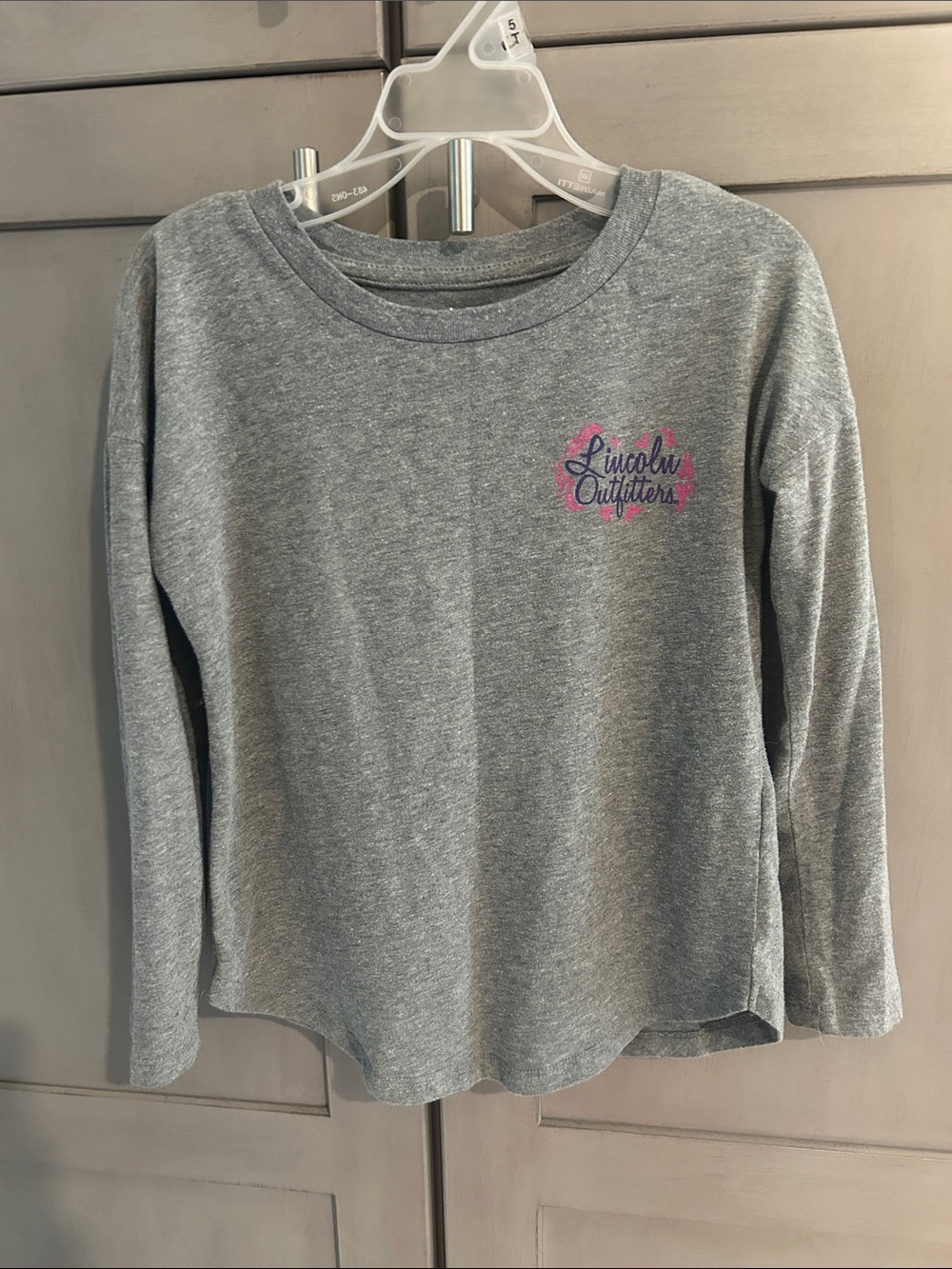 Lincoln Outfitters Kids' Gray Long Sleeve Tee with Pink Logo